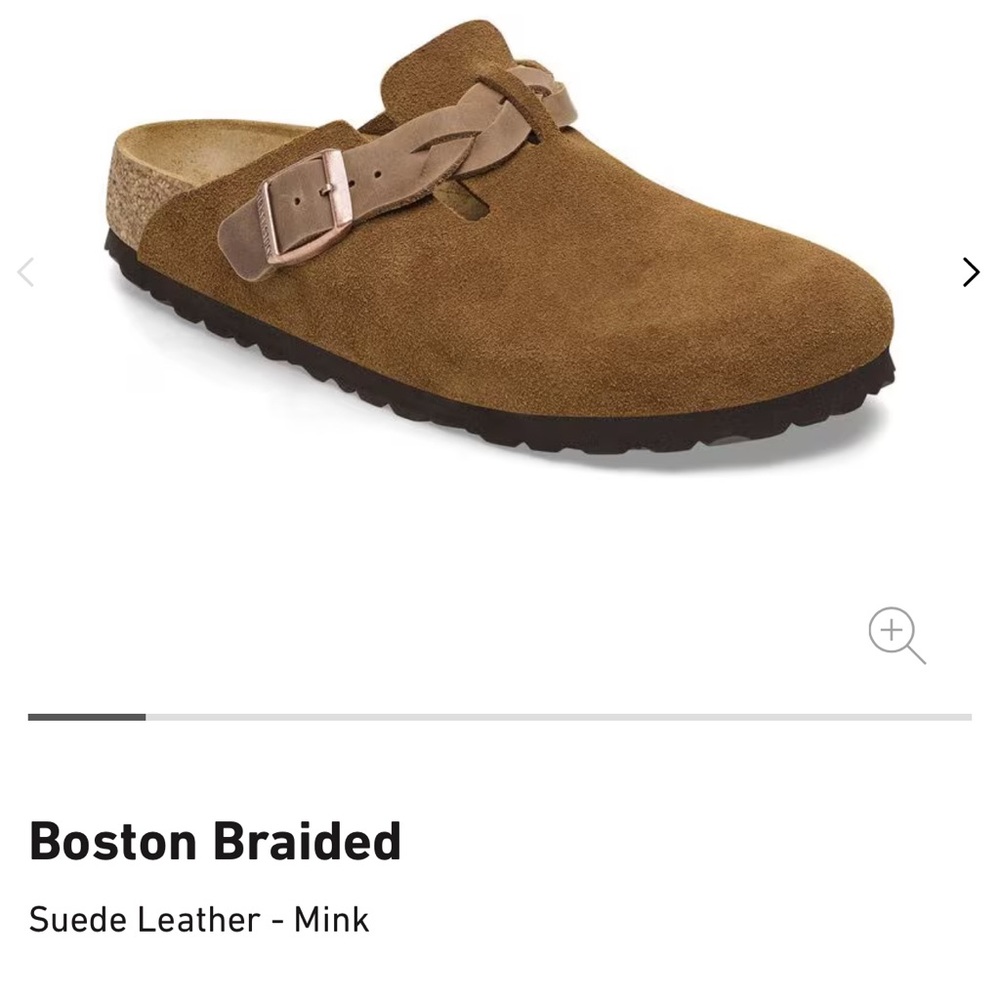 Birkenstock Boston Braided Suede Leather Mules - Mink